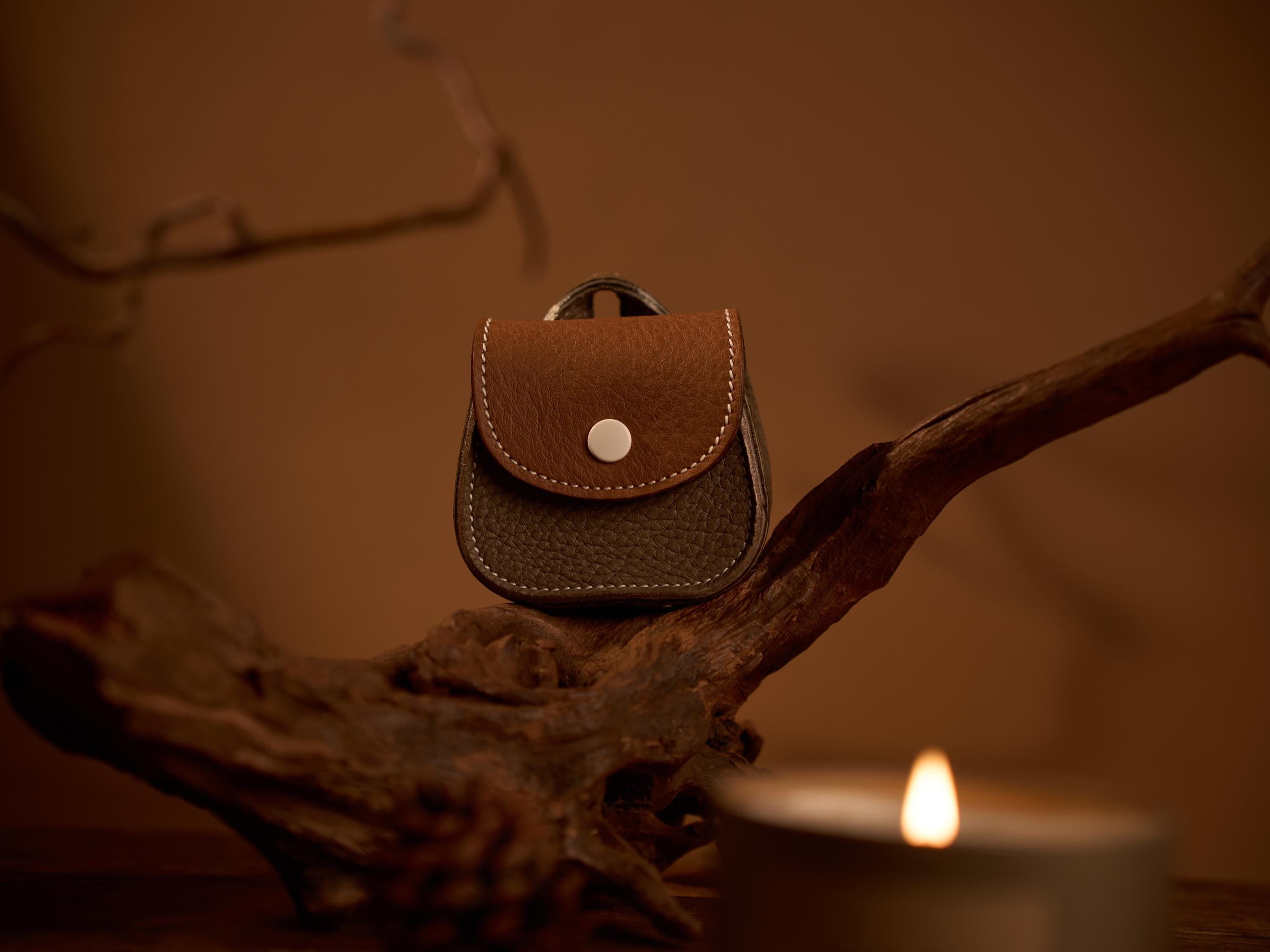 Handmade Pebble Leather AirPods Case, Coin Purse, Bag Charm Accessory