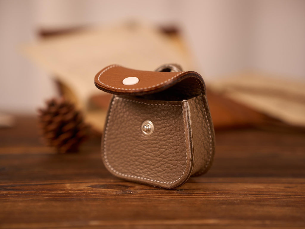 Handmade Pebble Leather AirPods Case, Coin Purse, Bag Charm Accessory
