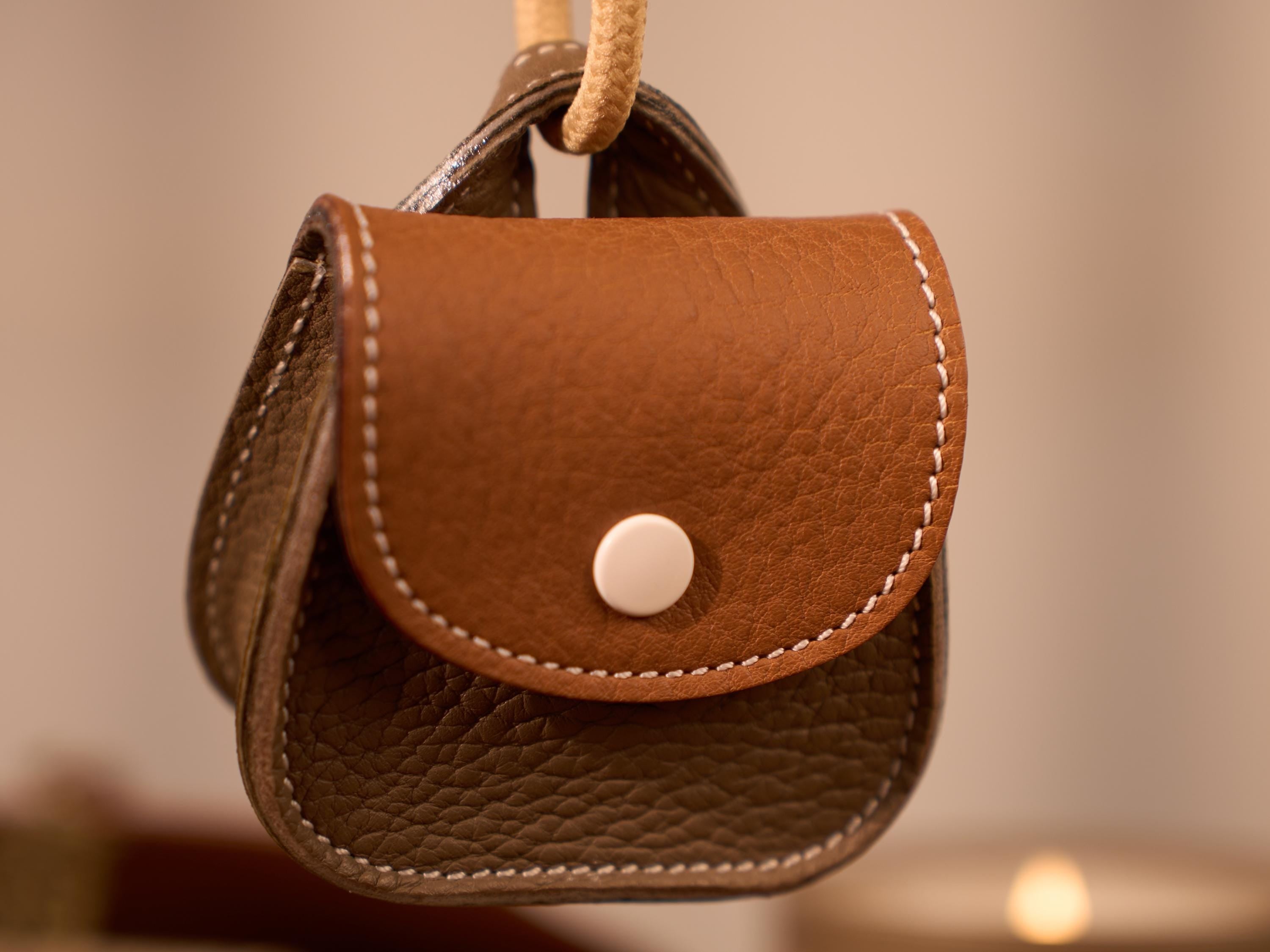 Handmade Pebble Leather AirPods Case, Coin Purse, Bag Charm Accessory