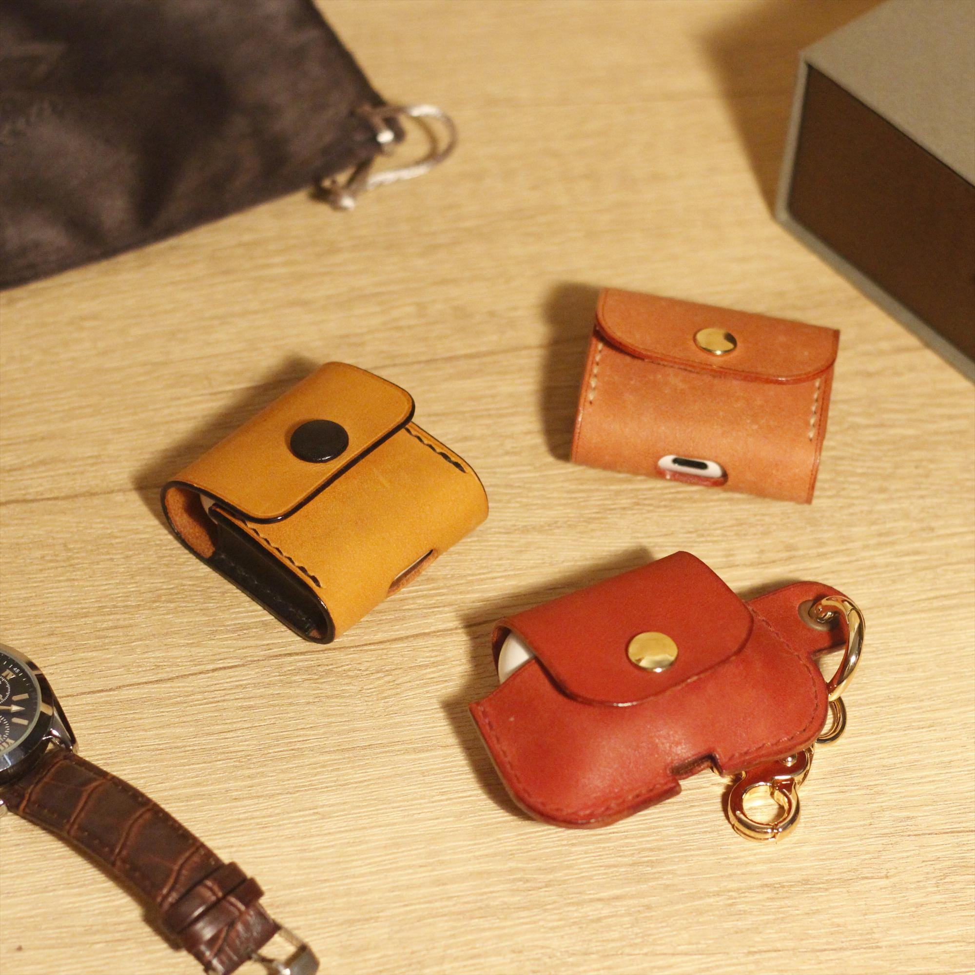 Leather AirPods Case 100% Handmade AirPods 1234 Pro Case Italian Leather AirPods Cover Keychain AirPods Holder Protective Case Gift