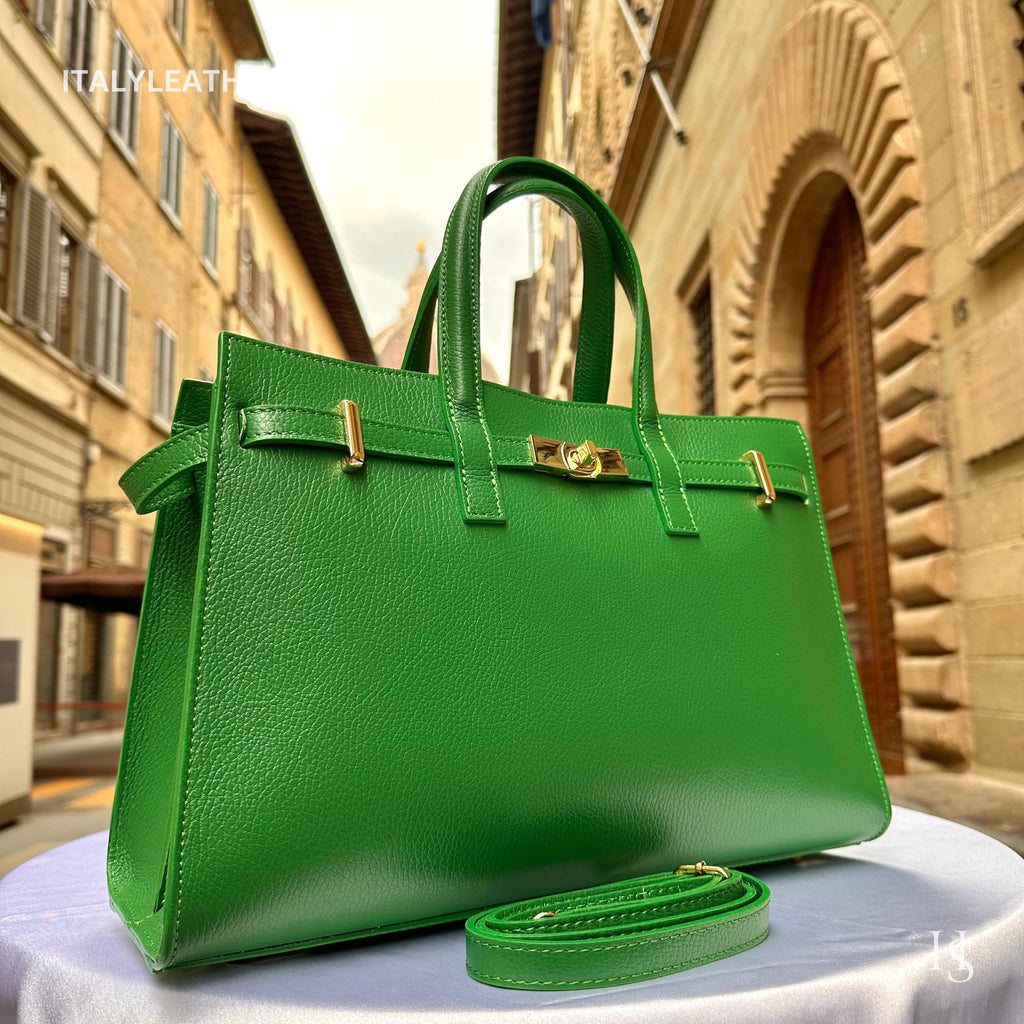 Italian Handmade Leather Bag for Women | Elegant Made in Italy Green Purse