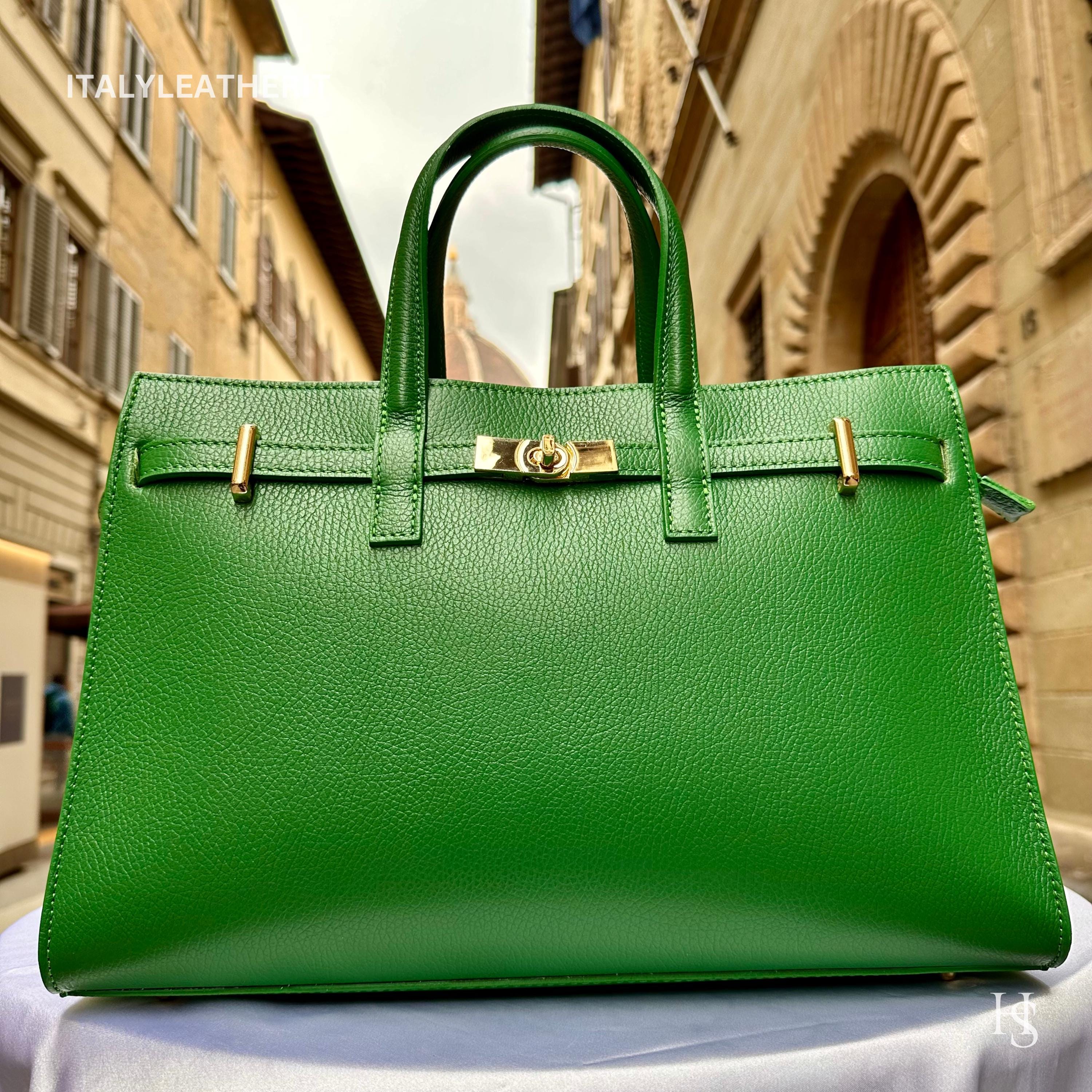 Italian Handmade Leather Bag for Women | Elegant Made in Italy Green Purse