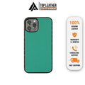 Ốp lưng da iphone cao cấp ốp da thủ công viền đen màu xanh lá