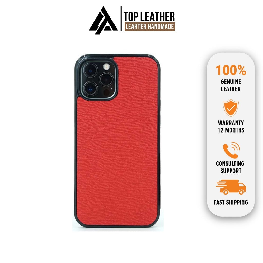 Ốp lưng da iphone cao cấp ốp da thủ công viền đen màu đỏ