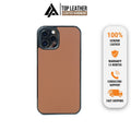 Ốp lưng da iphone cao cấp ốp da thủ công viền đen màu đỏ nâu