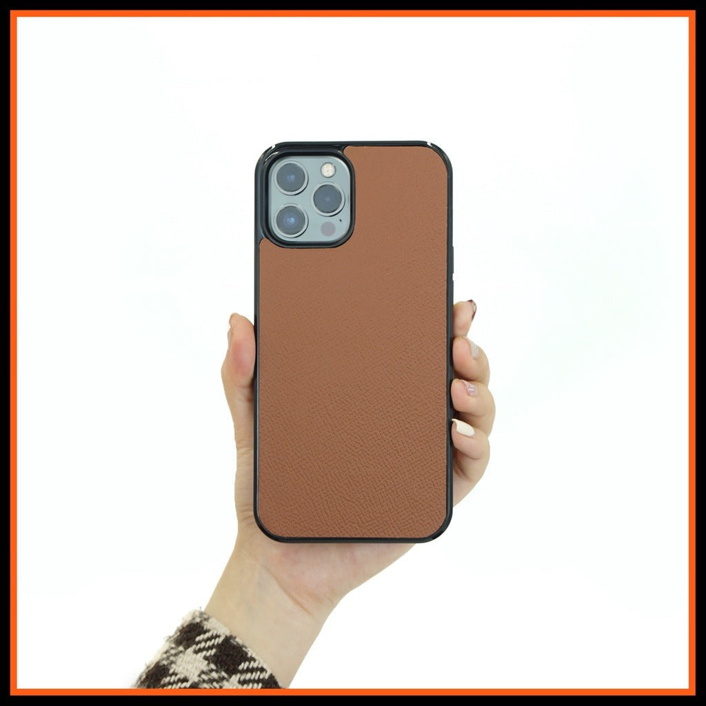 Ốp lưng da iphone cao cấp ốp da thủ công viền đen màu đỏ nâu