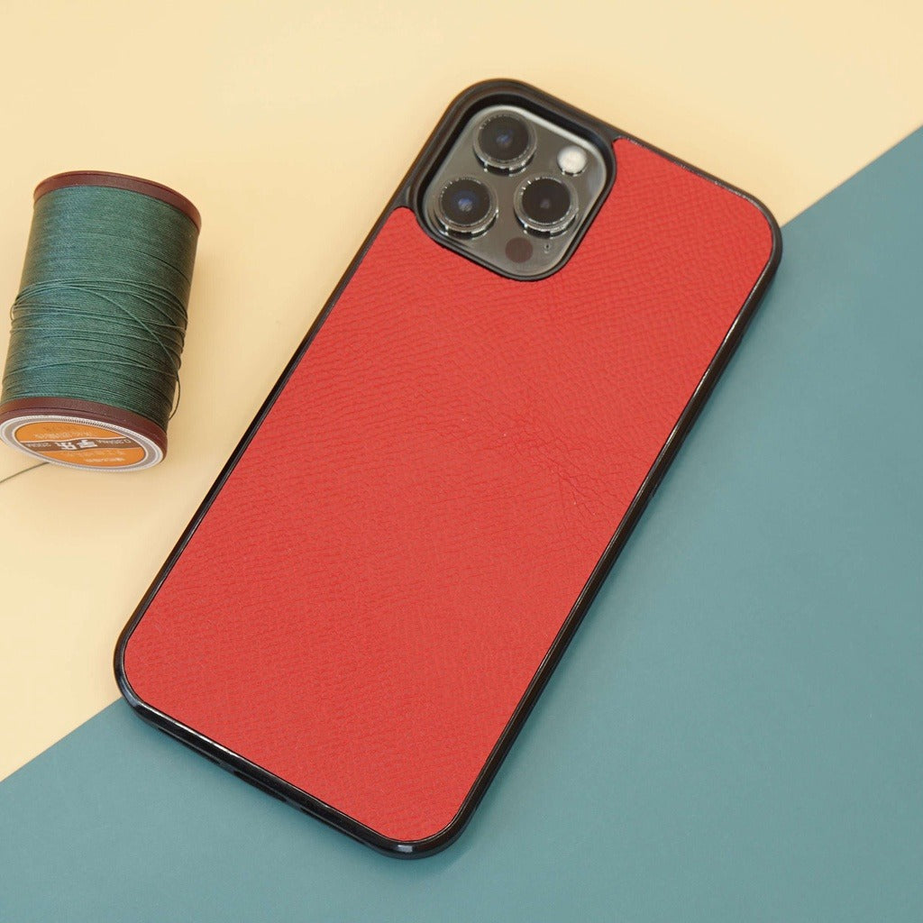 Ốp lưng da iphone cao cấp ốp da thủ công viền đen màu đỏ