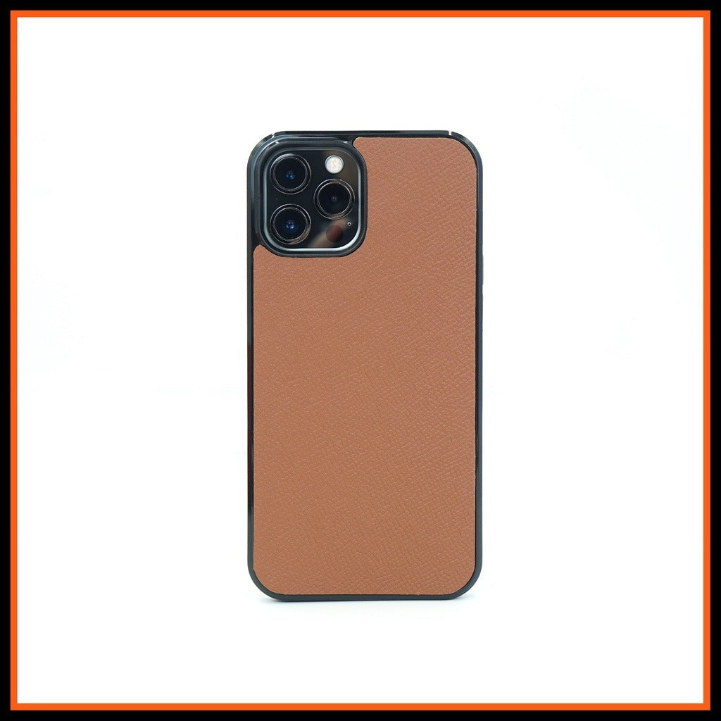 Ốp lưng da iphone cao cấp ốp da thủ công viền đen màu đỏ nâu