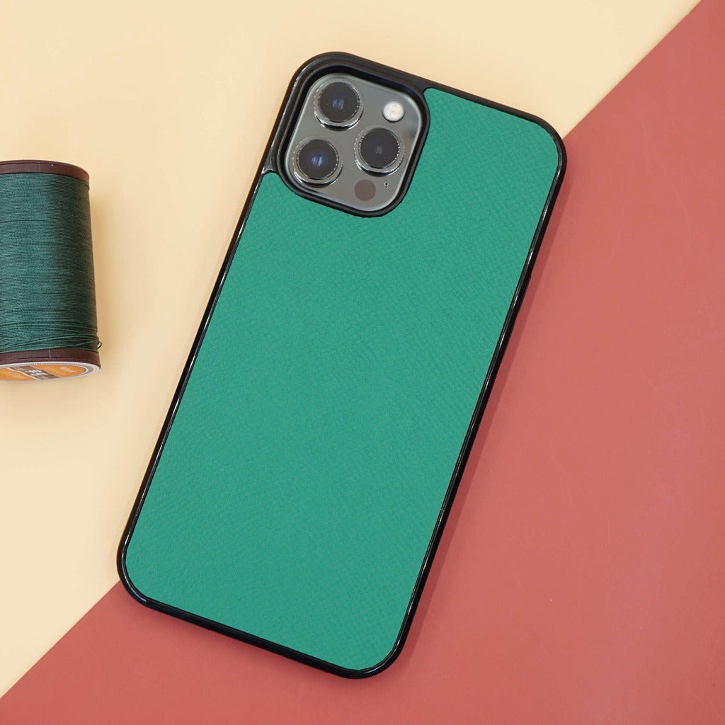 Ốp lưng da iphone cao cấp ốp da thủ công viền đen màu xanh lá