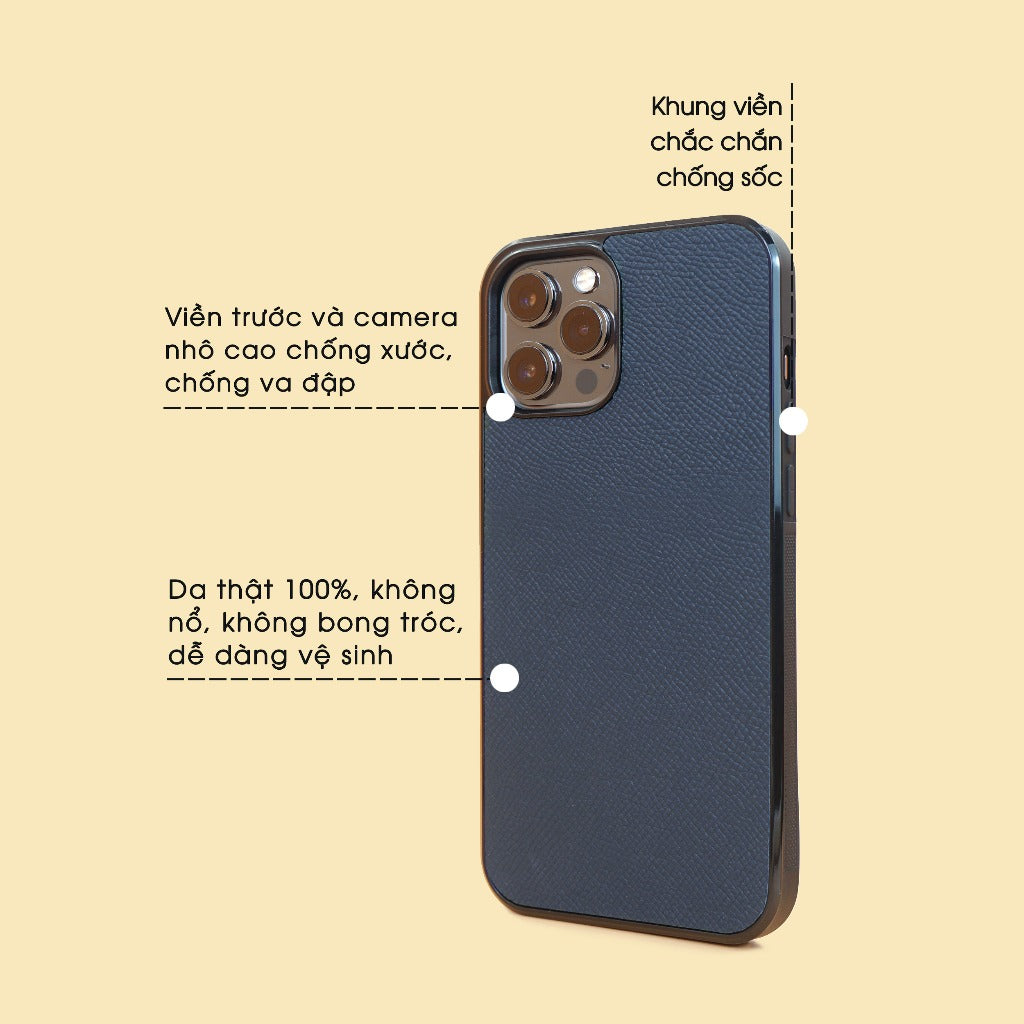 Epsom leather IPhone case for Iphone navy