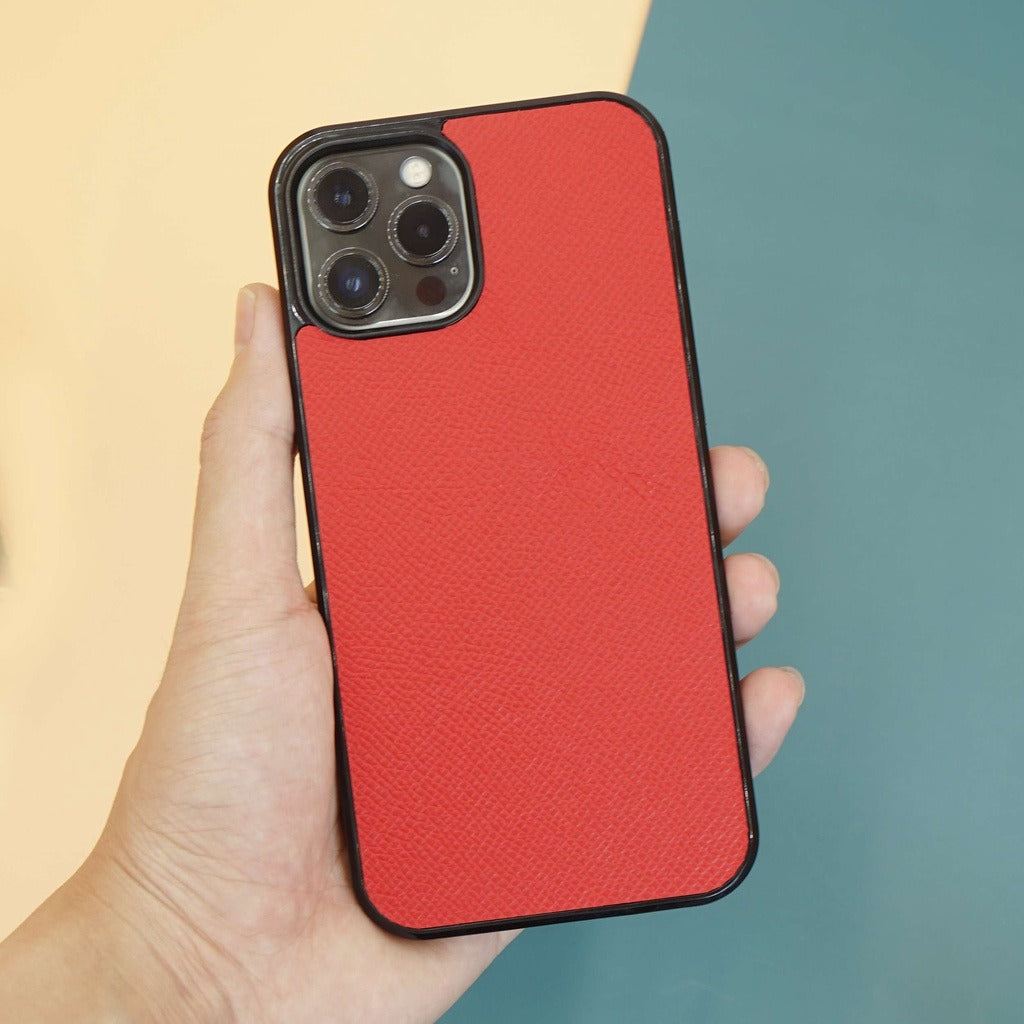 Ốp lưng da iphone cao cấp ốp da thủ công viền đen màu đỏ