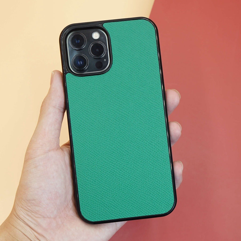 Ốp lưng da iphone cao cấp ốp da thủ công viền đen màu xanh lá