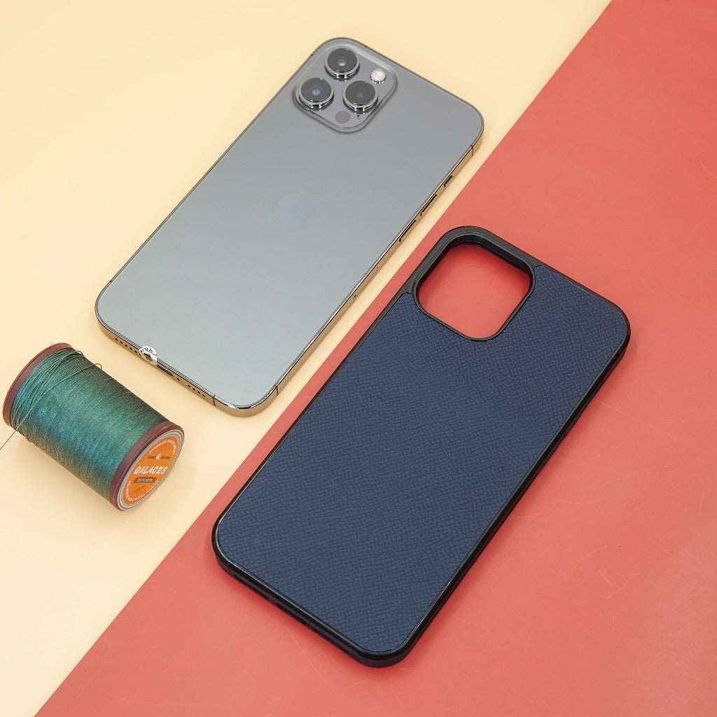 Epsom leather IPhone case for Iphone navy
