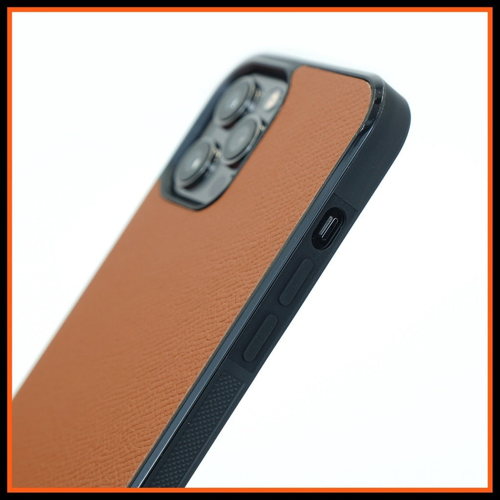 Ốp lưng da iphone cao cấp ốp da thủ công viền đen màu đỏ nâu