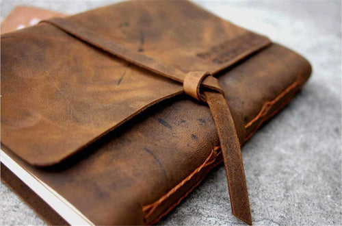 Brown Leather Personalized Baby Memory Books Album