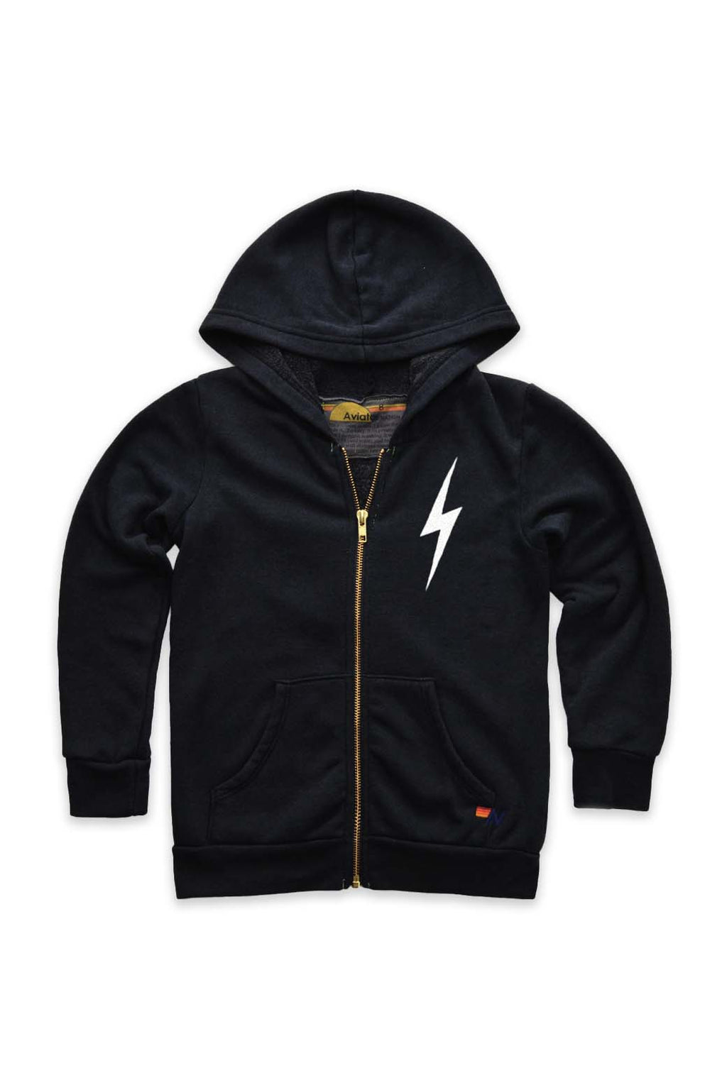 KIDS BOLT PRINT ZIP HOODIE - BLACK // WHITE
