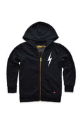 KIDS BOLT PRINT ZIP HOODIE - BLACK // WHITE
