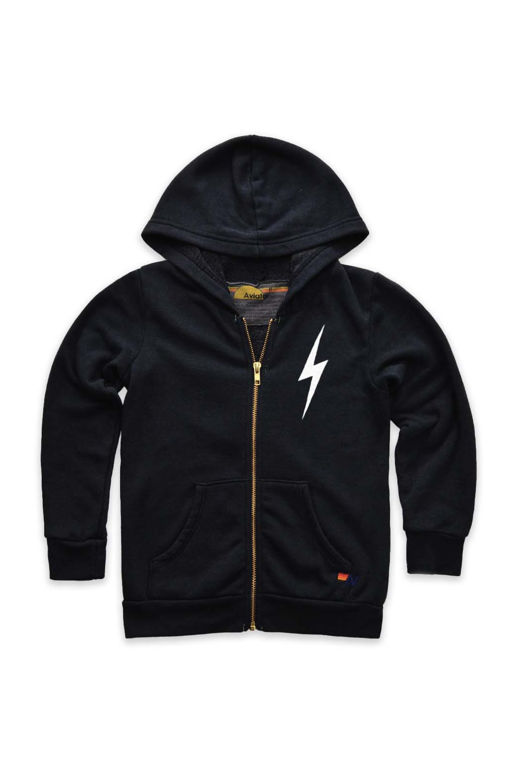 KIDS BOLT PRINT ZIP HOODIE - BLACK // WHITE