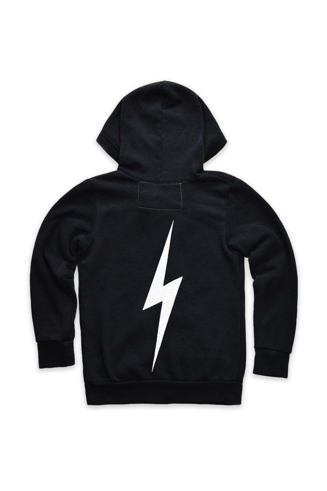 KIDS BOLT PRINT ZIP HOODIE - BLACK // WHITE