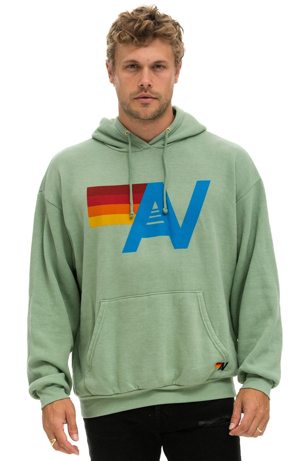LOGO PULLOVER RELAXED HOODIE - SAGE