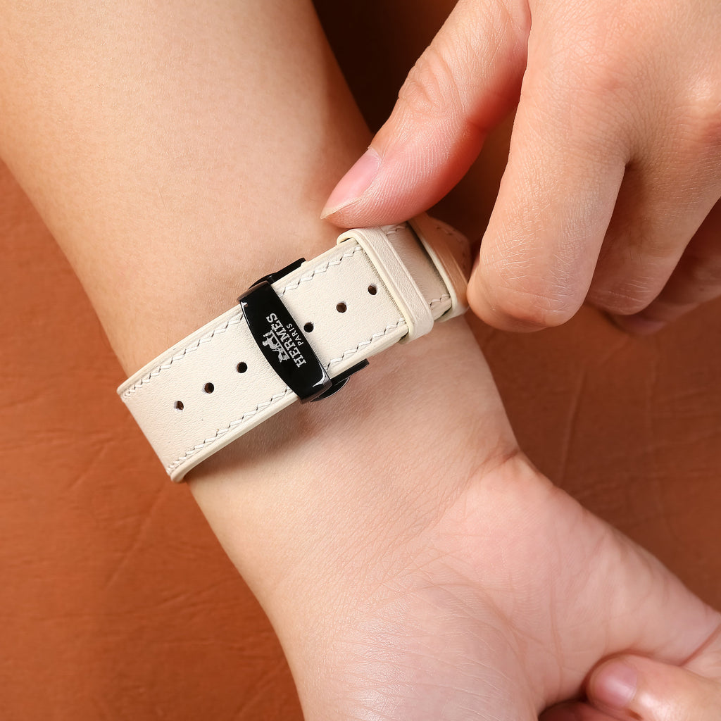 สายนาฬิกาหนัง Swift สำหรับ Apple Watch, นาฬิกาไขลาน - White Milk SW2205