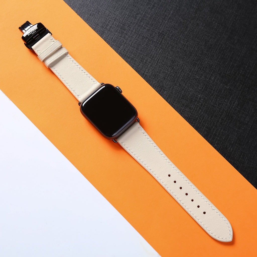 สายนาฬิกาหนัง Swift สำหรับ Apple Watch, นาฬิกาไขลาน - White Milk SW2205