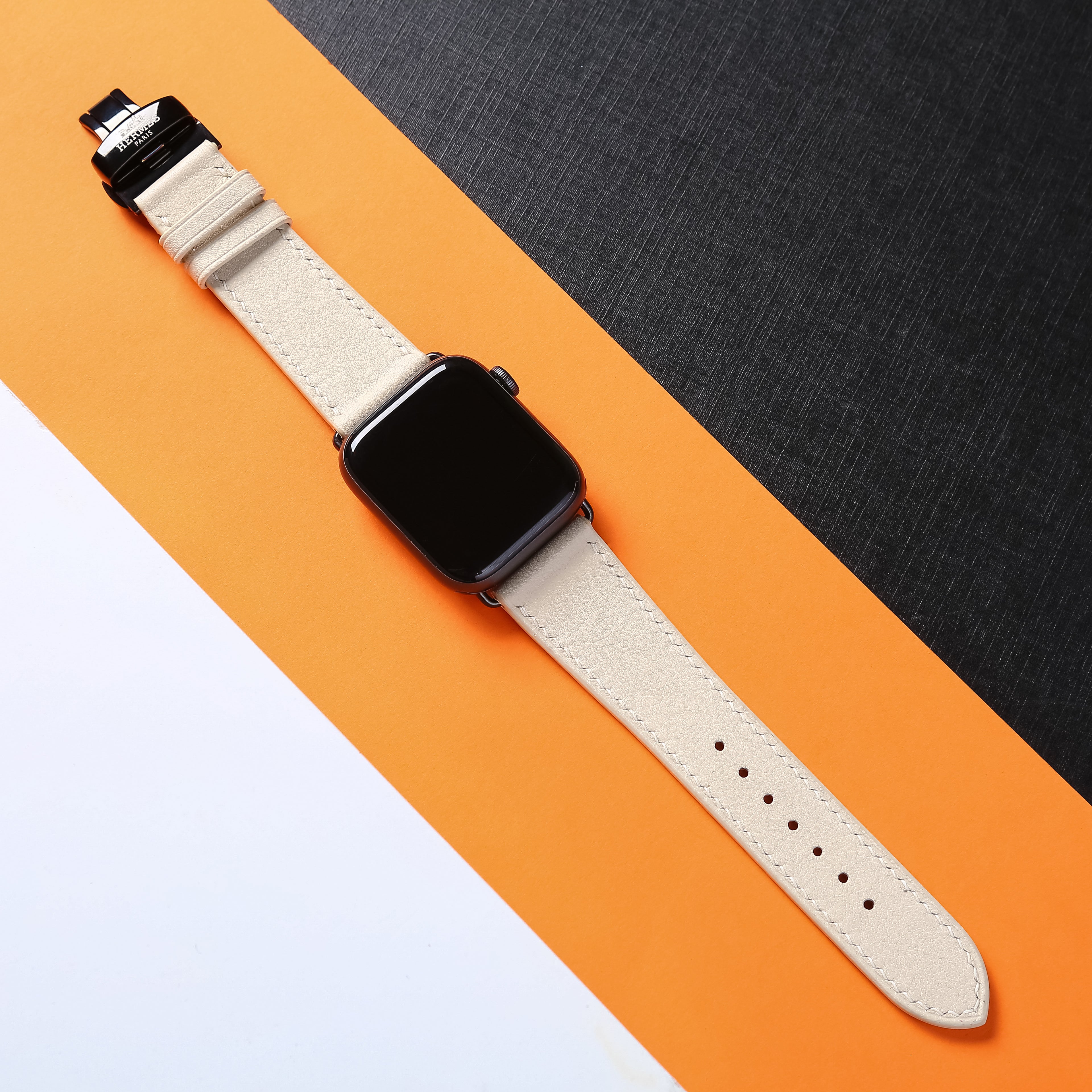 สายนาฬิกาหนัง Swift สำหรับ Apple Watch, นาฬิกาไขลาน - White Milk SW2205