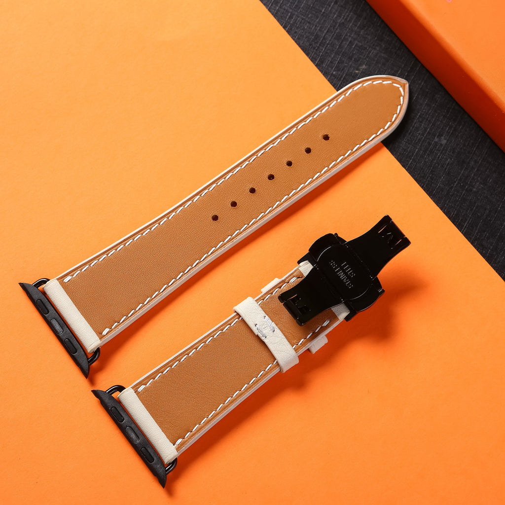 สายนาฬิกาหนัง Swift สำหรับ Apple Watch, นาฬิกาไขลาน - White Milk SW2205