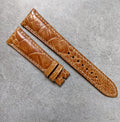 Ostrich Shin Watch Strap - Honey Brown W/Cream stitching