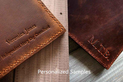 Blue Leather iPad Cover Case with Pencil Holder Personalized