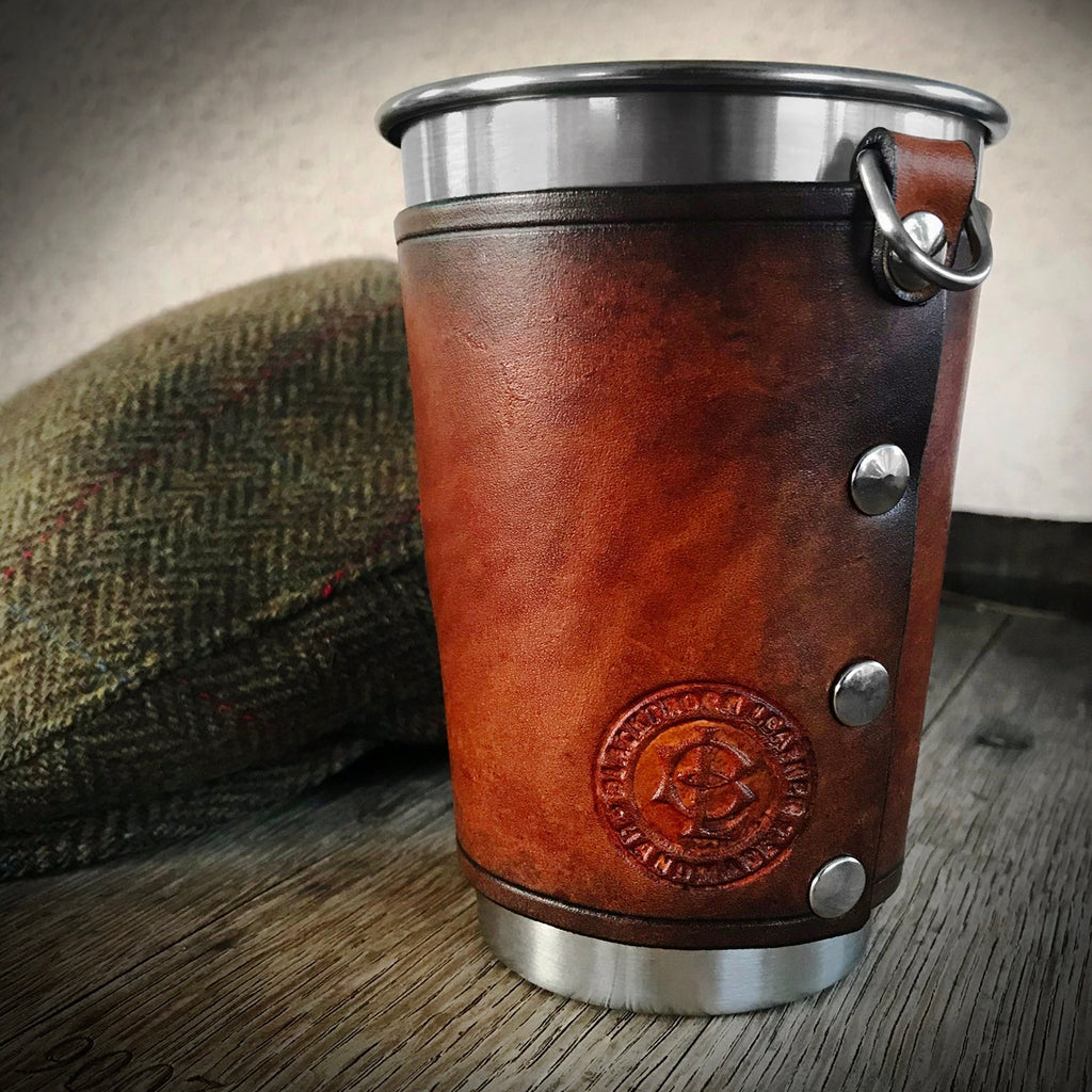 Leather Wrapped Pint - TRISKEL SPIRAL