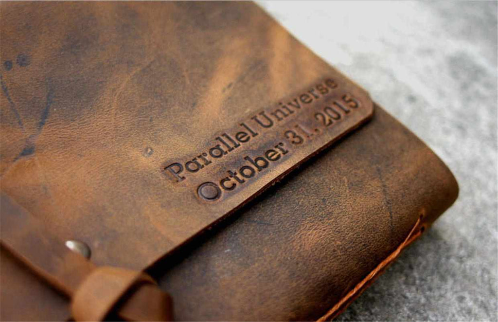 Brown Leather Personalized Baby Memory Books Album
