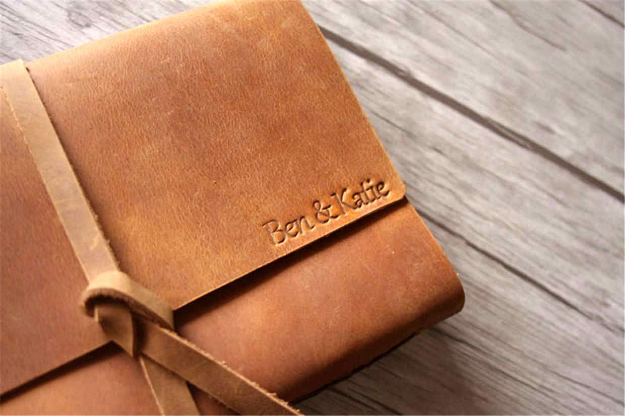 Distressed engraved Leather Notebook A5