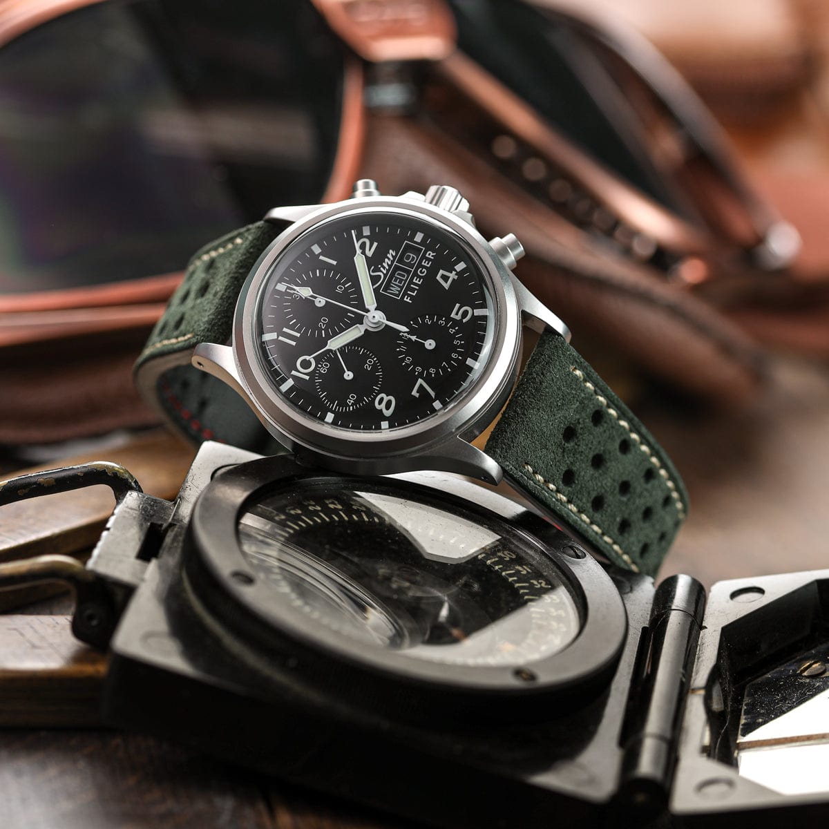 Beaufort Racing Badalassi Carlo Minerva Box Leather Perforated Watch Strap - Dark Brown