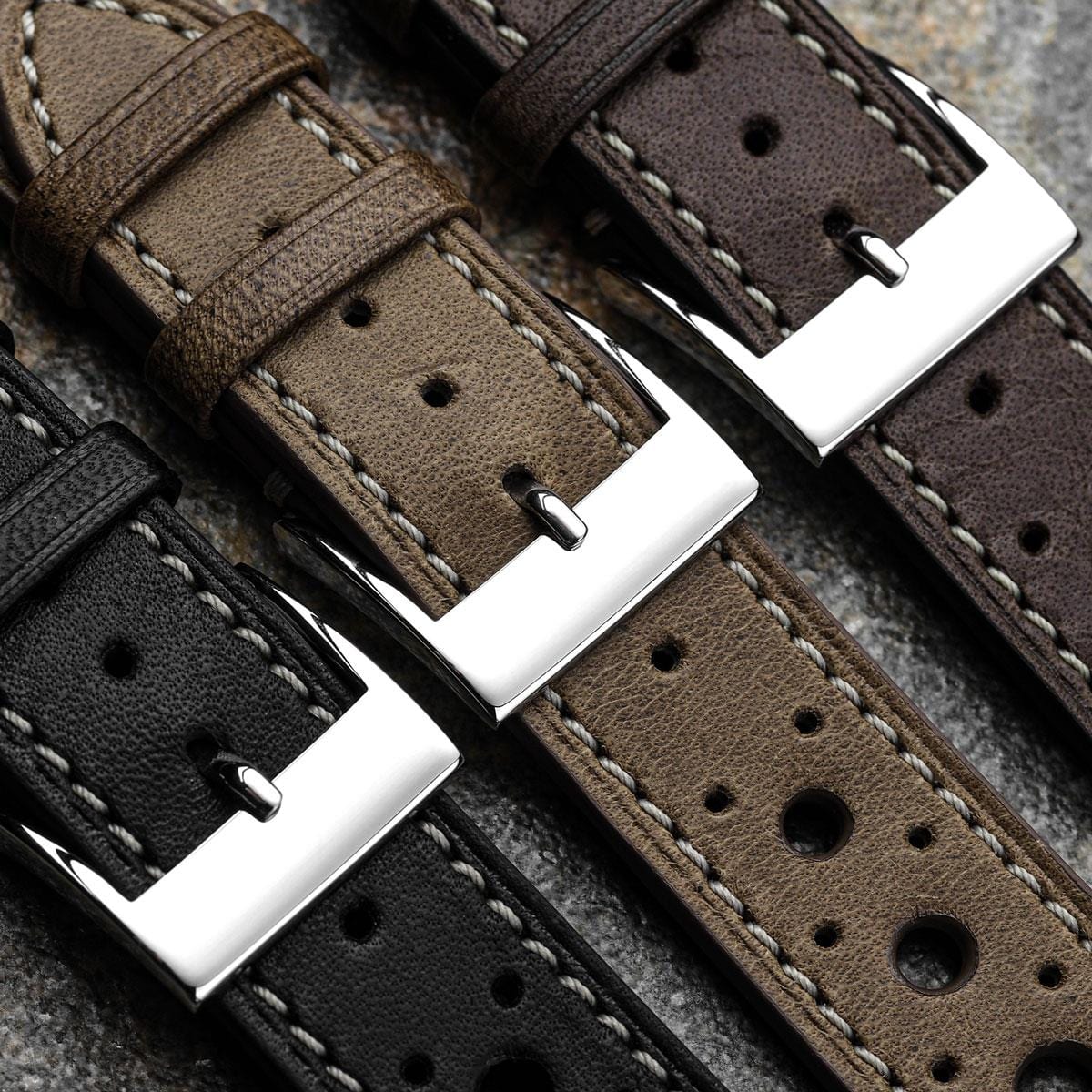 Bracelet en cuir fait main Boutsen Cavallo Racing pour montre - Élégance noire