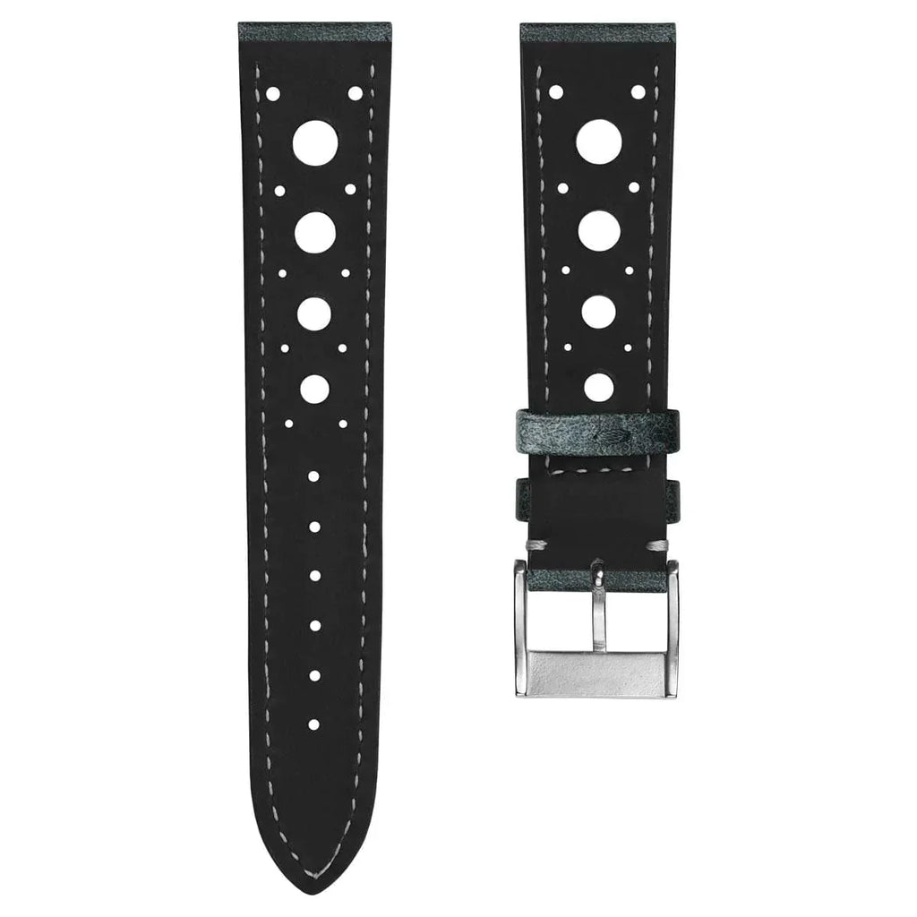 Bracelet en cuir patiné fait main par Boutsen Racing - Style Denim Bleu