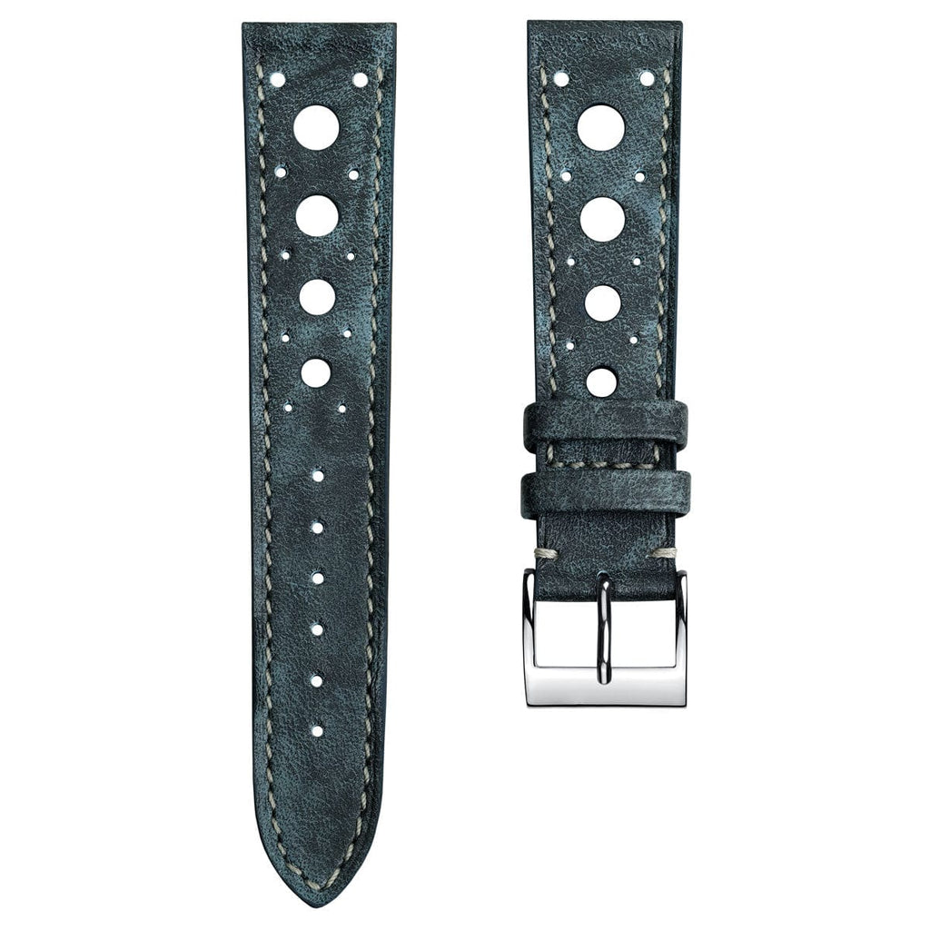 Bracelet en cuir patiné fait main par Boutsen Racing - Style Denim Bleu