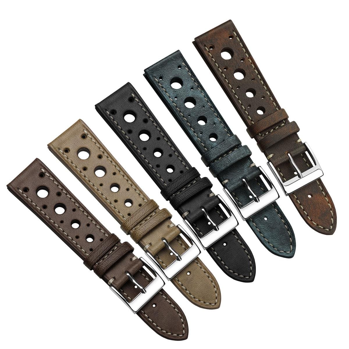 Bracelet de Montre en Cuir Patiné Fait Main par Boutsen Racing - Mocca