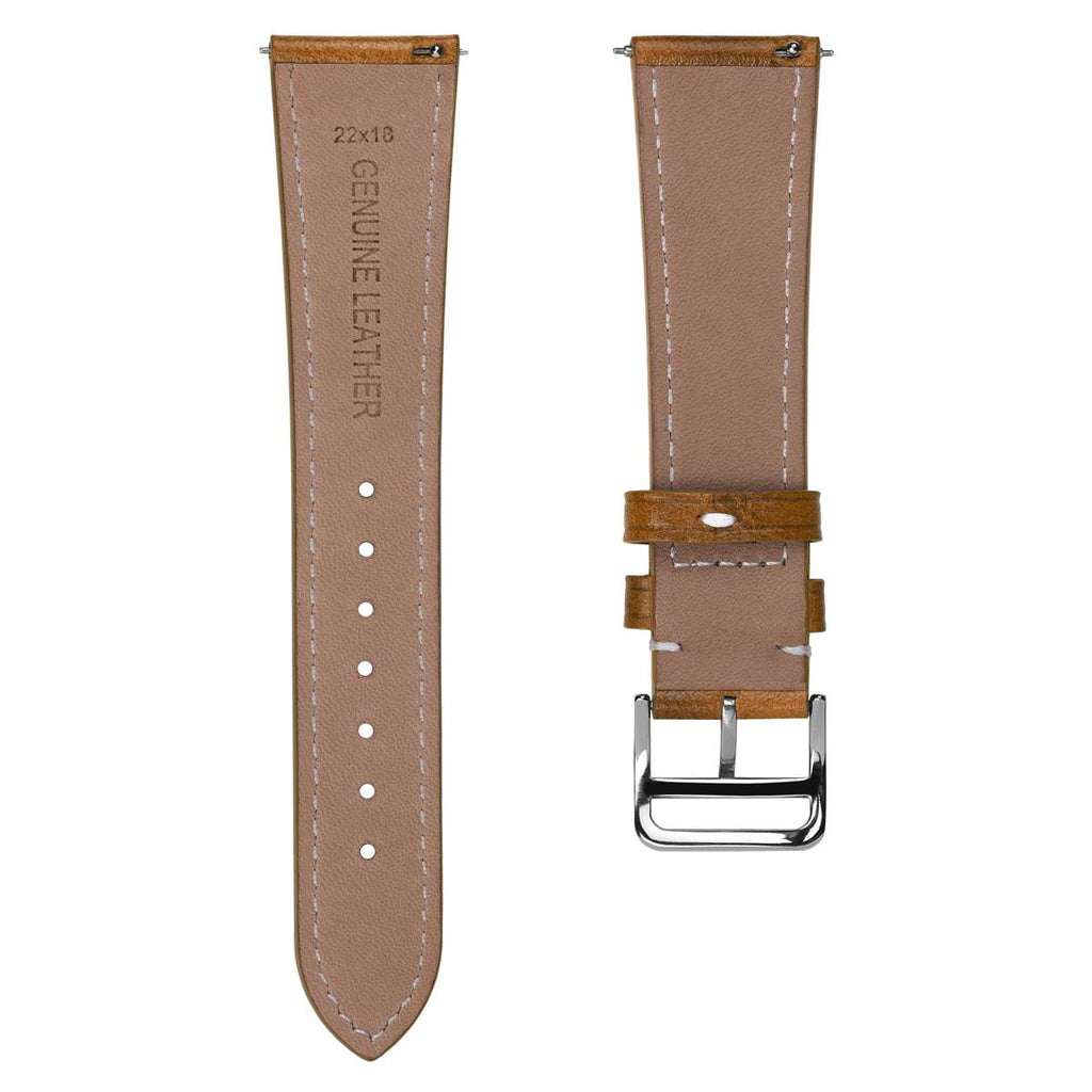 Courroie en cuir vintage Brixham Flat for montre - Teinte brun tanné