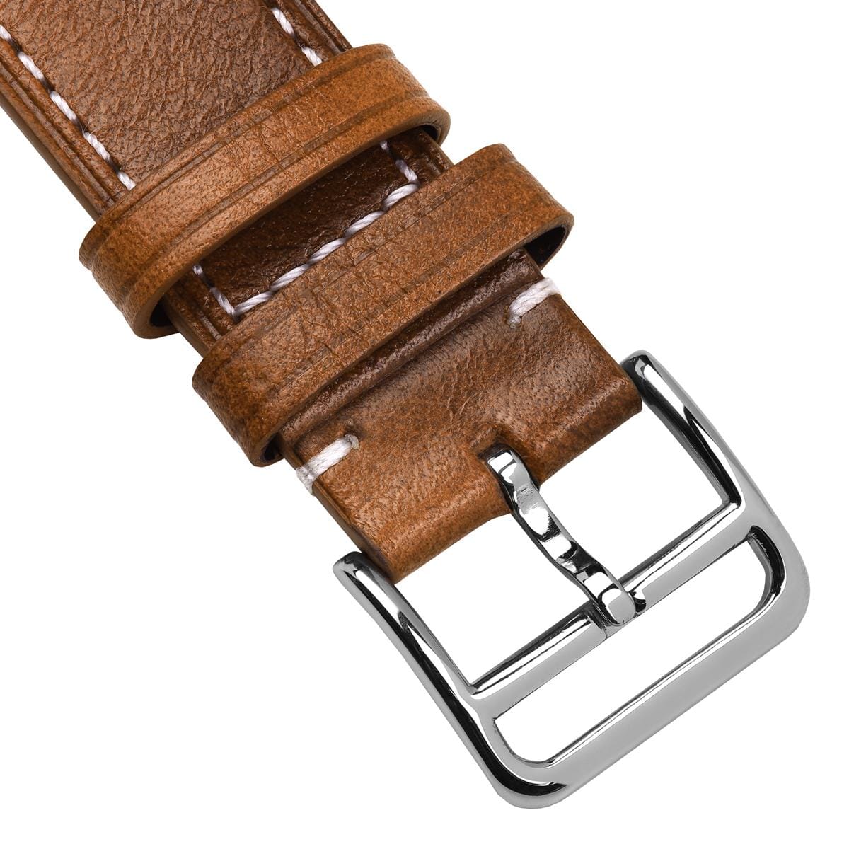 Courroie en cuir vintage Brixham Flat for montre - Teinte brun tanné
