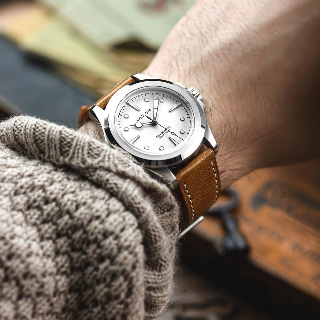 Bracelet Montre en Cuir Plat Brixham - Style Vintage Chestnut Crazy Horse
