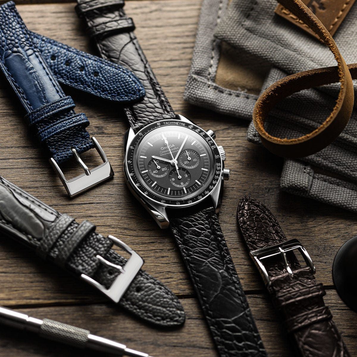 Tremendous Durbuy Ostrich Leg Handmade Leather Watch Strap - Elegant Matched Cognac Tone