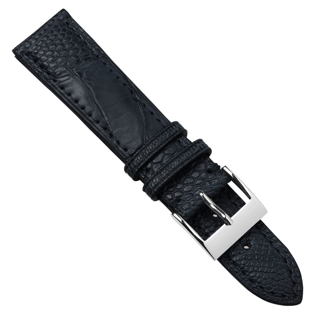 Bracelet pour montre en cuir fait main avec jambe d'autruche Durbuy - Bleu mat