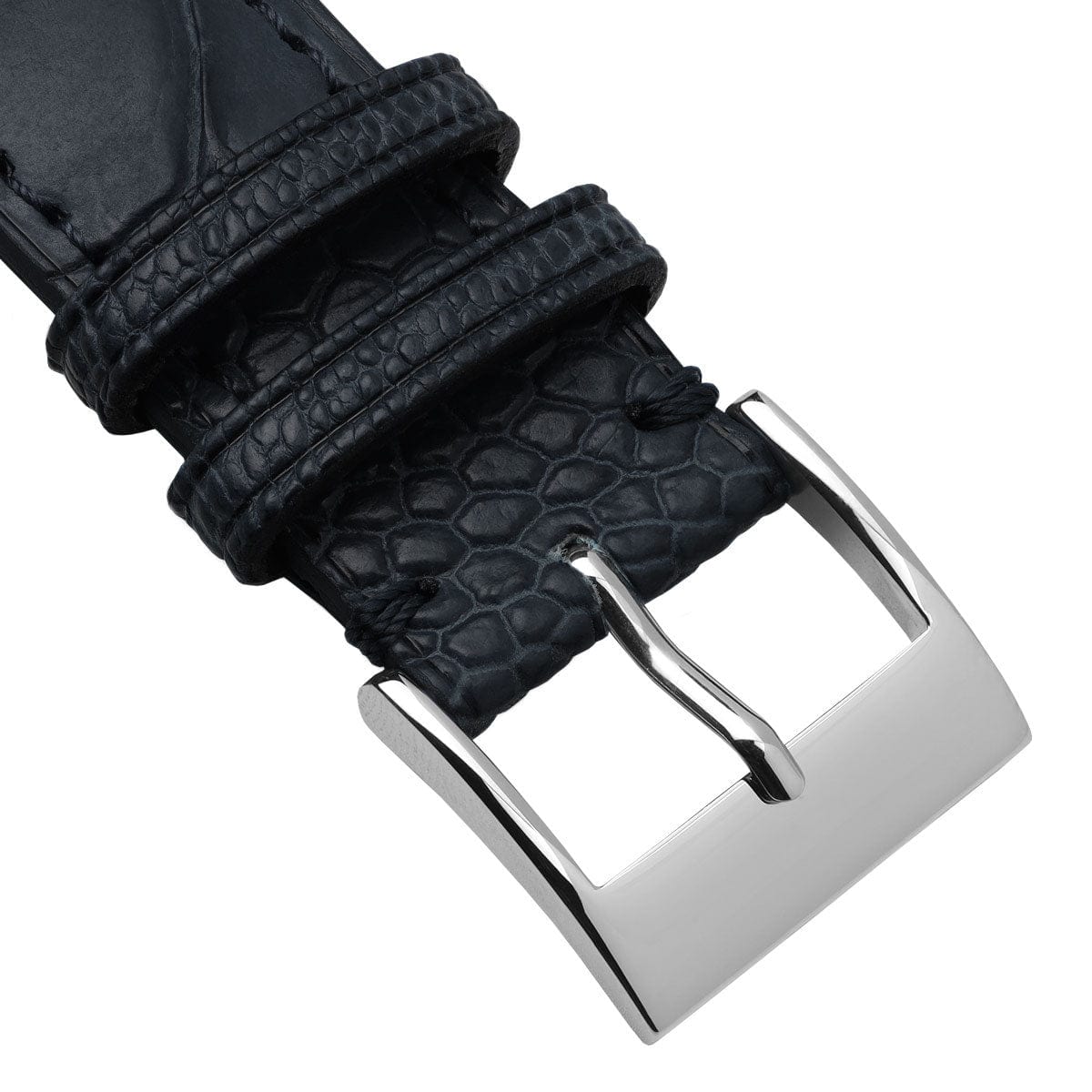 Bracelet pour montre en cuir fait main avec jambe d'autruche Durbuy - Bleu mat