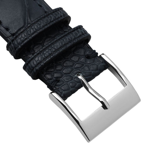 Bracelet pour montre en cuir fait main avec jambe d'autruche Durbuy - Bleu mat