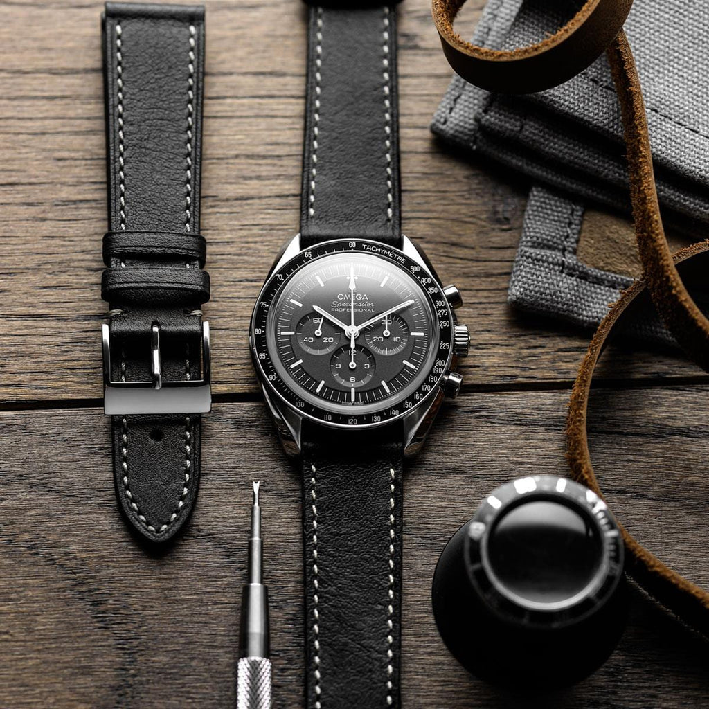 Rochefort Flat Patina Calf Leather Uhrenarmband - Anthrazit