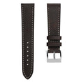 Élégante montre avec bracelet en cuir de veau Patina Plate Rochefort - Brun Chocolat