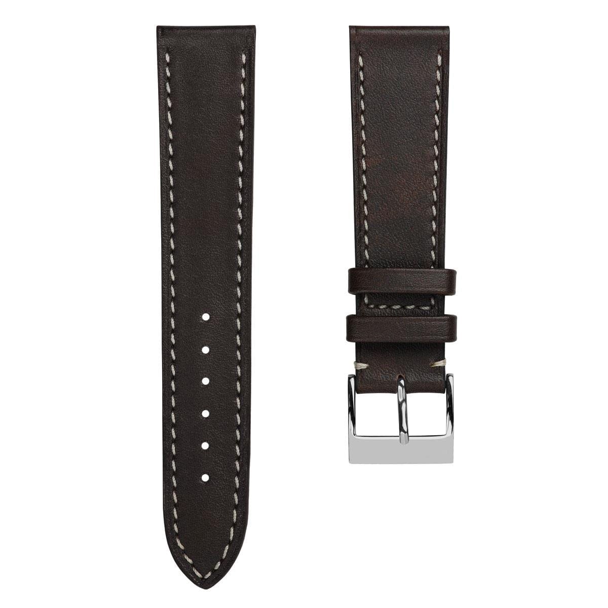 Élégante montre avec bracelet en cuir de veau Patina Plate Rochefort - Brun Chocolat