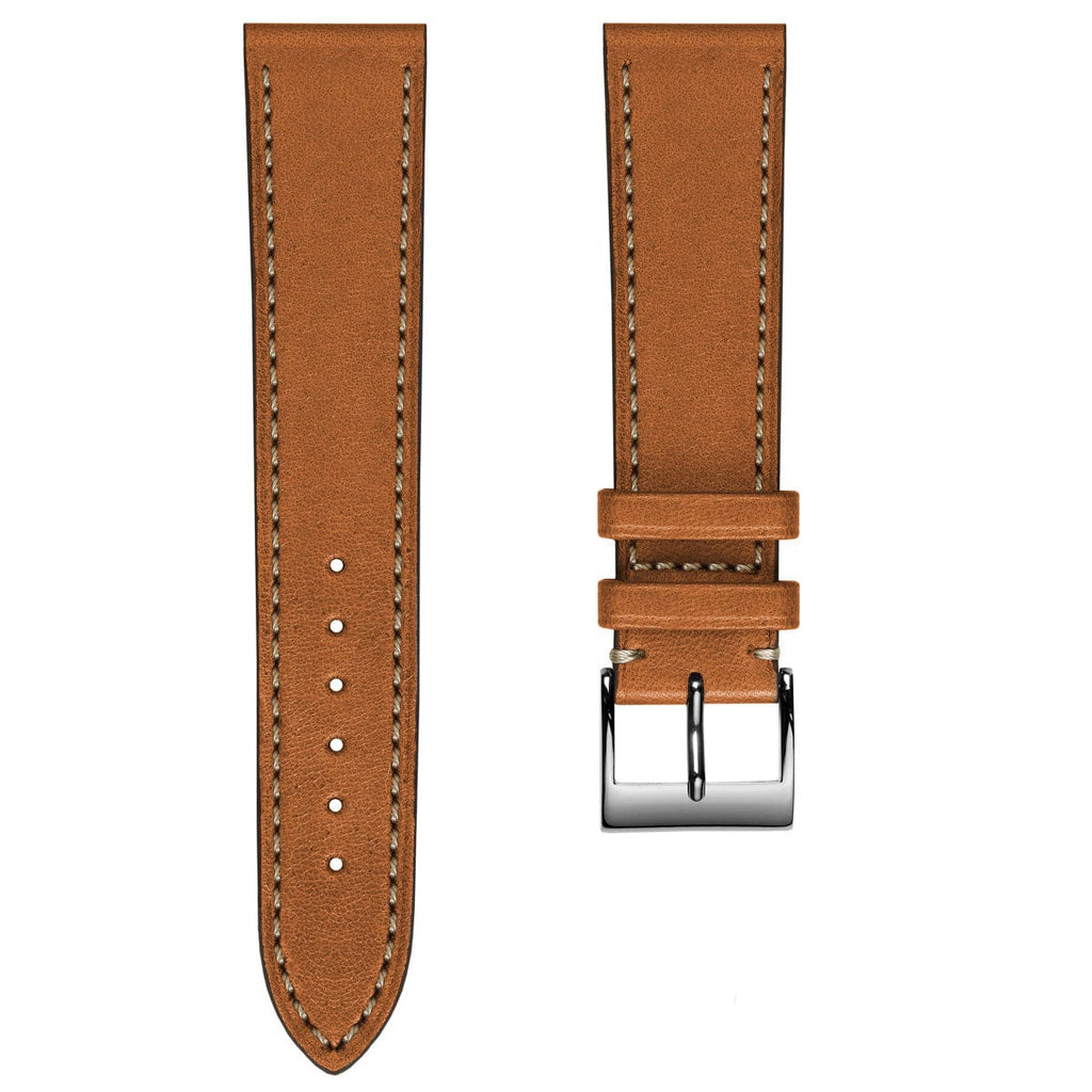 Courroie de Montre en Cuir de Cheval Cognac Leuven Cavallo Plate, Fait Main