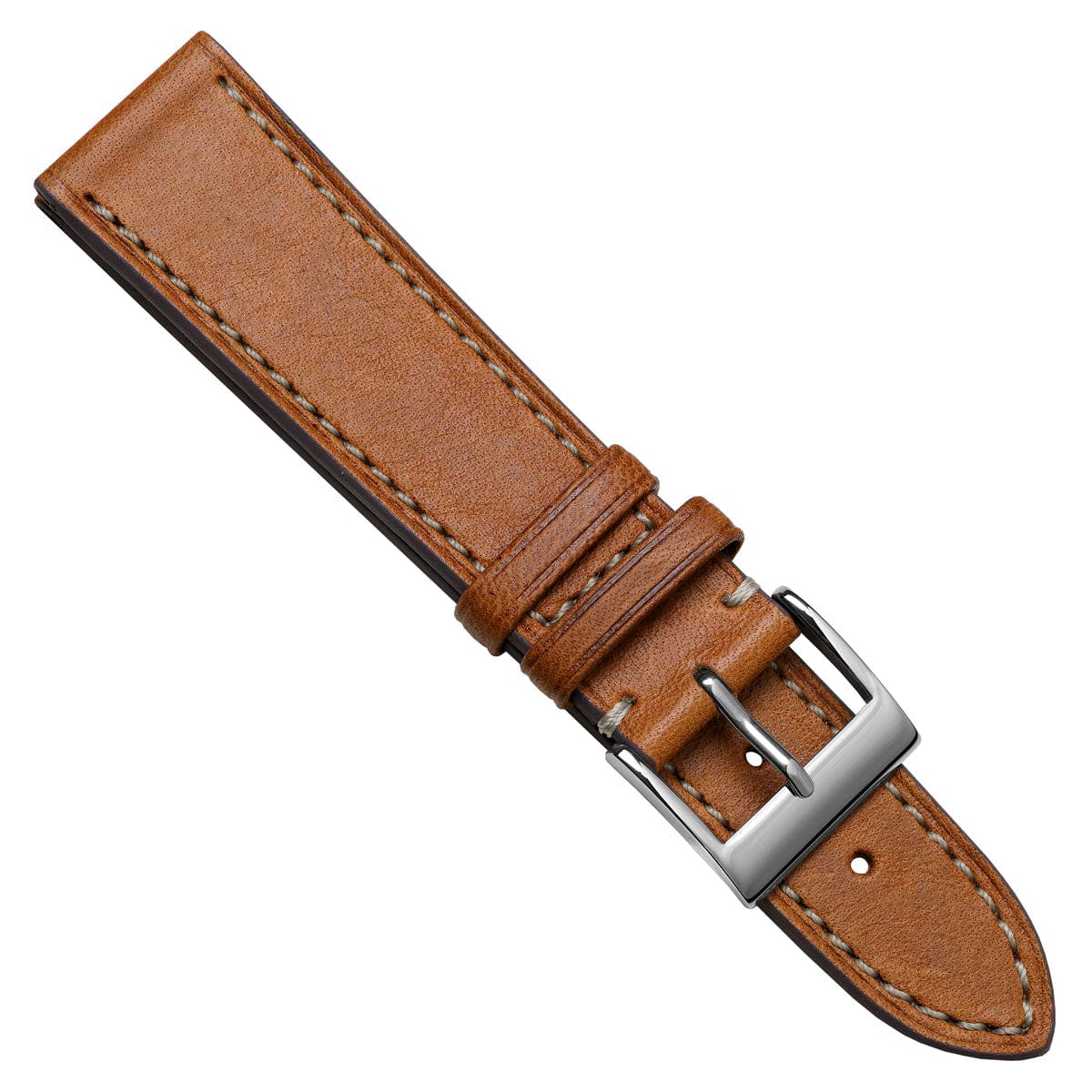 Courroie de Montre en Cuir de Cheval Cognac Leuven Cavallo Plate, Fait Main